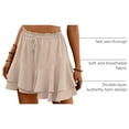 thumbnail image 4 of NICELF Flowy Shorts for Women Boho Ruffle Tiered Womens Skorts Summer Casual High Waist Mini Skirt Double-Layer Floral Skort, Apricot, 4 of 6