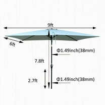 6 x 9ft Patio Umbrella Outdoor Waterproof Umbrella with Crank and Push Button Tilt without flap for Garden Backyard Pool Swimming Pool Market