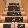 thumbnail image 2 of Ottomanson Non-Slip Rubberback Floral Leaves 8.5" x 26" Indoor Stair Treads, 7 Pack, Brown, 2 of 12