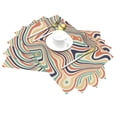 thumbnail image 2 of YFYANG Washable Heat-Resistant Placemats, 70% PVC/30% Polyester, Retro Abstract Lines Kitchen Table Mat, 12" x 18" 6 Pcs, 2 of 6