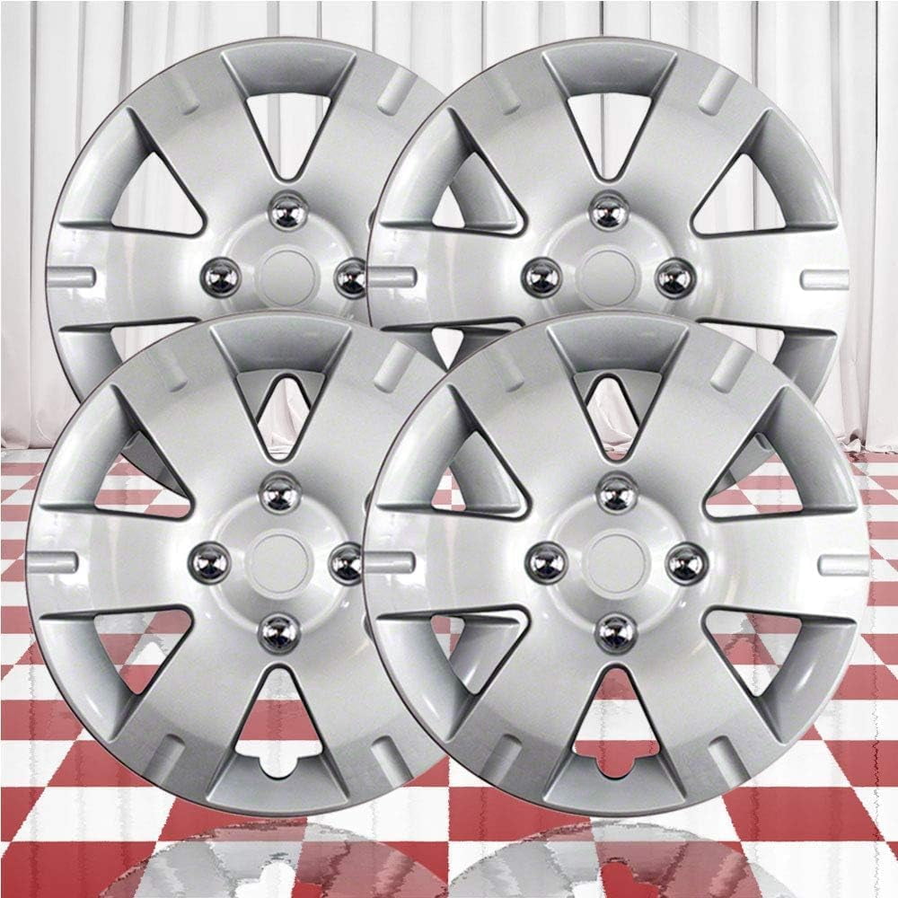 PIT66 Silver Hubcap Set (4-Pack) For 2006-2012 Toyota RAV4 17" 5-Spoke Wheels - Replaces #69506