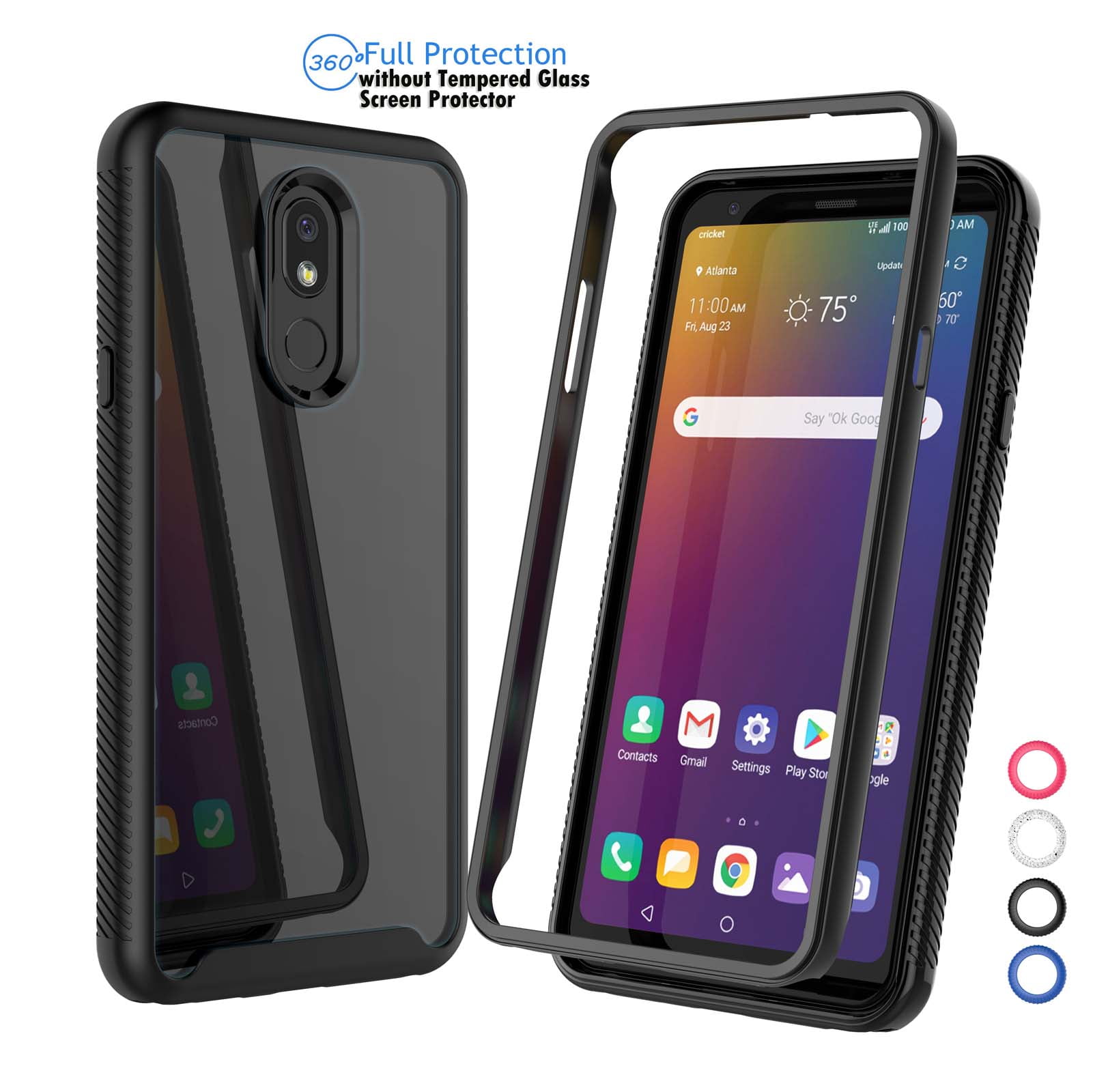 LG Stylo 5 Case, Phone Case for 2019 LG Stylo 5 Plus, Njjex Full-Body Rugged Transparent Clear Back Bumper Case Cover for LG Stylus 5 / Stylus 5 Plus 6.2" 2019 Released -Black