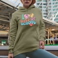 thumbnail image 2 of Distressed Happy 100 Days of School - 90s Retro Wavy Text Art Merch Gift, Sand Hooded Sweatshirt or Hoodie, Large, 2 of 5