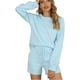 Ensemble Pyjama pour Femmes Shorts de Détente en Coton à Manches Longues Pjs avec Poches – image 3 sur 6