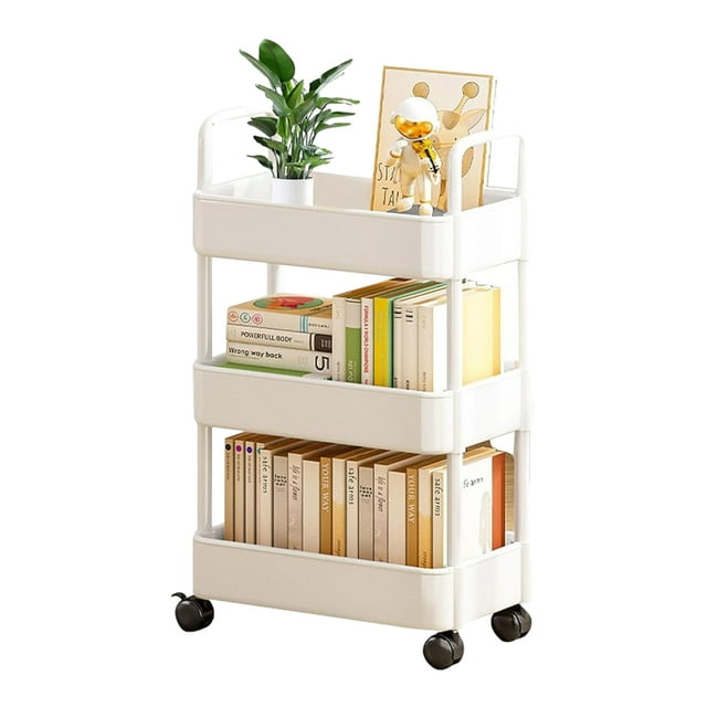 Bewildely Carro de utilidad rodante, estante de almacenamiento, espacio para organización y cocina, organizador deslizante delgado para baño Almacenamiento y organización del hogar Blanco