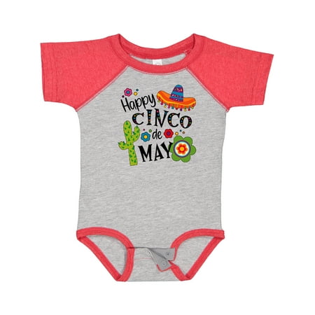 

Inktastic Happy Cinco De Mayo- Sombrero Cactus Flowers Gift Baby Boy or Baby Girl Bodysuit
