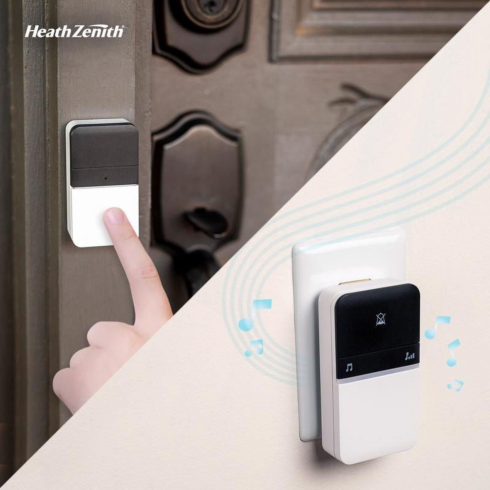 Open Box Heath Zenith Piezo Black/White Plastic Wireless Door Chime Bell