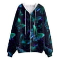 thumbnail image 5 of GEWSEY Women Butterfly Graphic Hoodies Y2K Full Zip Up Long Sleeve Fall Sweatshirts Drawstring Jackets (Dark Green, 3XL), 5 of 7