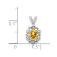 thumbnail image 3 of 925 Sterling Silver Polished Citrine and Diamond Pendant Necklace 15x9mm Wide Pendant for Women, 3 of 4