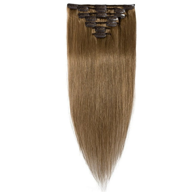 Extensions de Cheveux Humains Remy 100 % à Clip, Cheveux Humains Lisses et Soyeux, 7 Pcs, 15 clips
