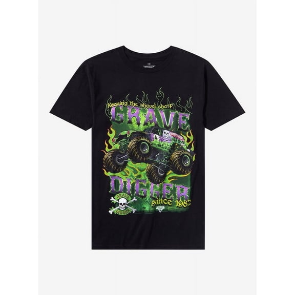 Monster Jam Grave Digger Racing Graphic Unisex T-Shirt, Up to Size 5XL