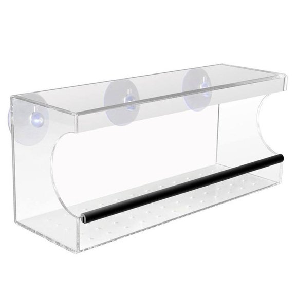 Transparent Acrylic Bird Feeder with Suction Cup for Window - Large Capacity Outdoor Birdfeeder with Drainage Holes and Tray