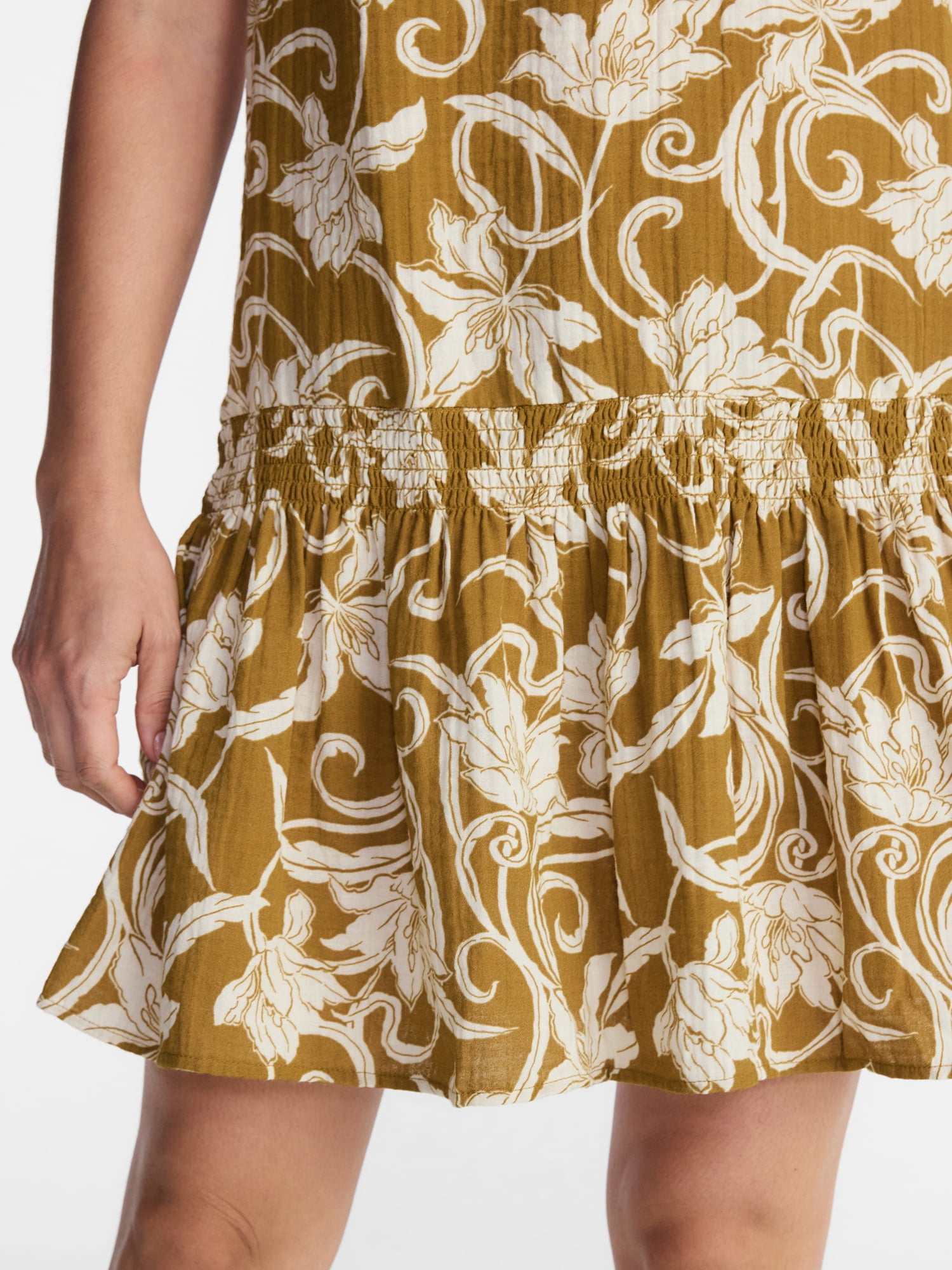 Time and Tru Women's Double Cloth Mini Dress with Flutter Sleeves, Sizes XS-XXXL