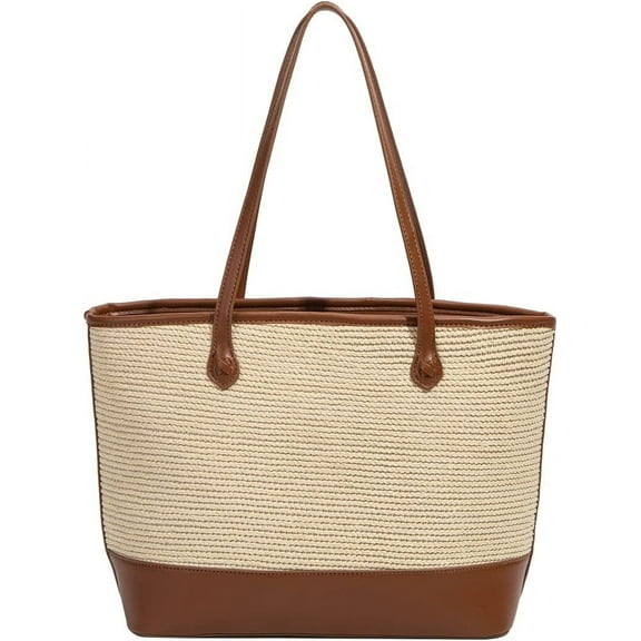 JUYGO Barabum Straw Woven Tote Bag,Versatile Beach Tote Bag for Women