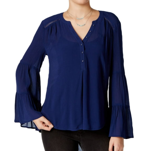 American Rag Womens Bell-Sleeve Knit Blouse, Blue, X-Small