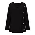 thumbnail image 3 of Pejock Women's V-Neck Long Sleeve Knit Top, Casual Stretch Blouse with False Buttons, Comfortable Polyester Spandex Shirt for Plus Size, Relaxed Fit Tunic Tee, 3 of 8
