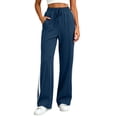 thumbnail image 2 of Hurxie Wide Leg Sweatpants Women High Waisted Baggy Sweat Pants Elastic Elevated Seams Loose Active Pants with Pockets Navy,S, 2 of 6