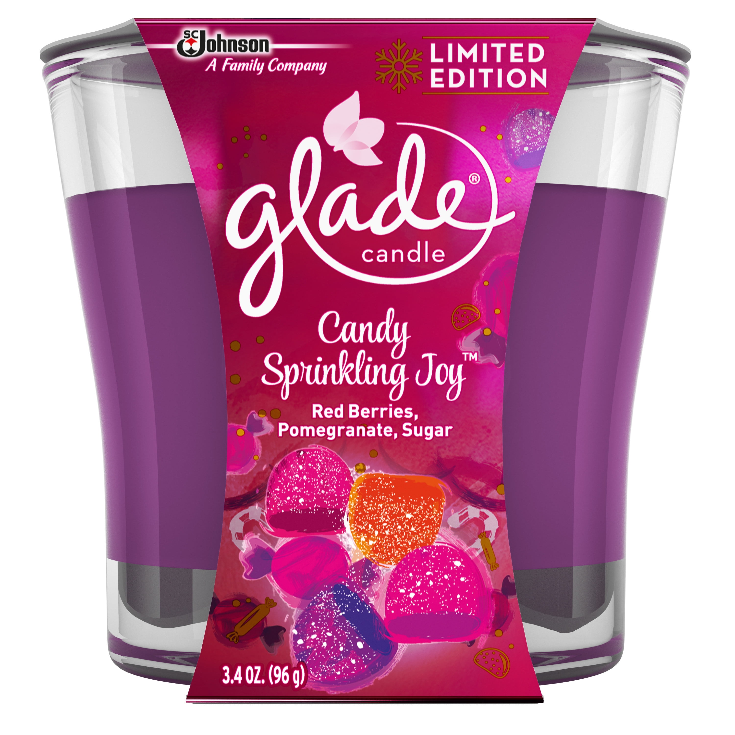 Glade Candy Sprinkling Joy Scented Jar Candle, 3.4 Oz.