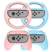 Mytrix Racing Steering Wheels Hand Grips Accessories For Nintendo Switch Joy Con with Kawaii Cat Ears - Pink and Blue 4 Pcs