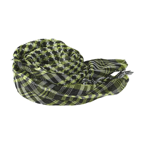 Bufanda árabe para exteriores, envolturas para el cabello, accesorios de disfraz, bufandas ligeras a prueba de viento con flecos a cuadros, turbante verde