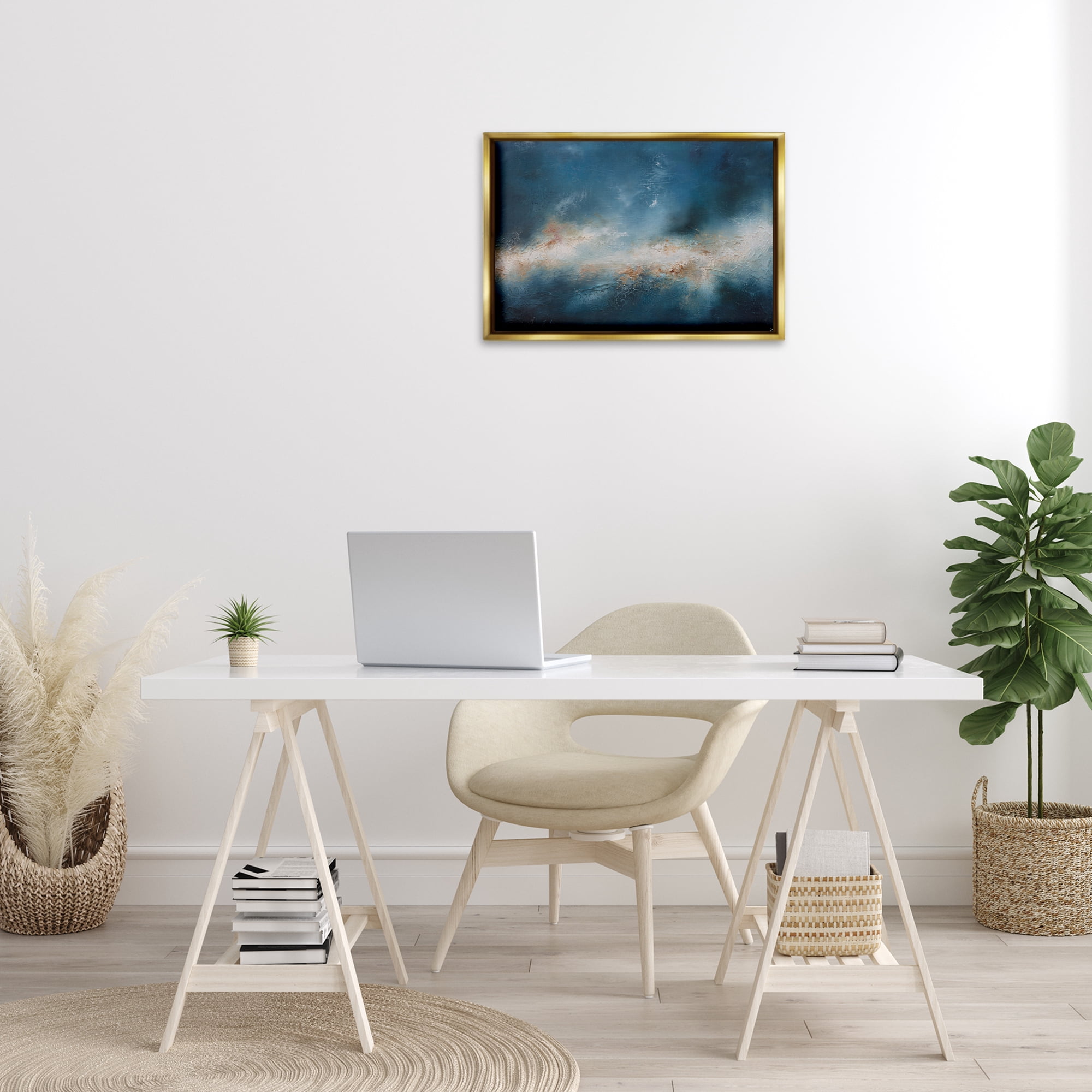 Stupell Industries Beneath The Surface Abstract Abstract Painting Gold Floater Framed Canvas Art Print Wall Art, 25 x 17