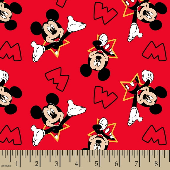 Springs Creative 44" x 36" Poplin Disney Mickey and Stars Precut Sewing & Craft Fabric
