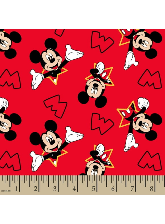 Springs Creative 44" x 36" Poplin Disney Mickey and Stars Precut Sewing & Craft Fabric