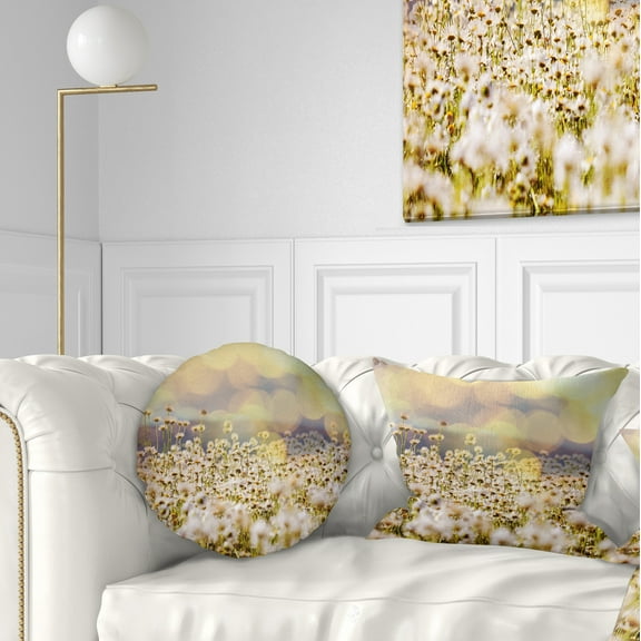 Designart 12" x 20" White Polyester Throw Pillow