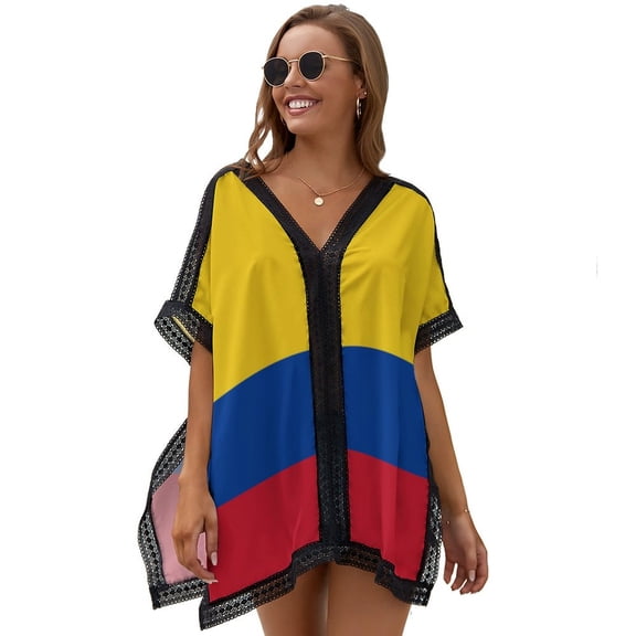 Flag of Colombia Women's Swimsuit Coverup Summer Beach Cover Up Bathing Suit Dress
