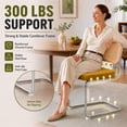 thumbnail image 3 of SESSLIFE Dining Chairs Set of 2, Rattan Cane Back Dining Room Chairs with Velvet Upholstered Seat, Cantilever Kitchen Chairs with Chrome Frame, 300 lbs, Gold, 3 of 10