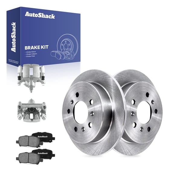AutoShack Rear Brake Rotors, Ceramic Pads & Calipers for Chevrolet, Impala 2010, FWD V6 3.5L 3.9L - 10.94" (277.8 mm), 5-Lug
