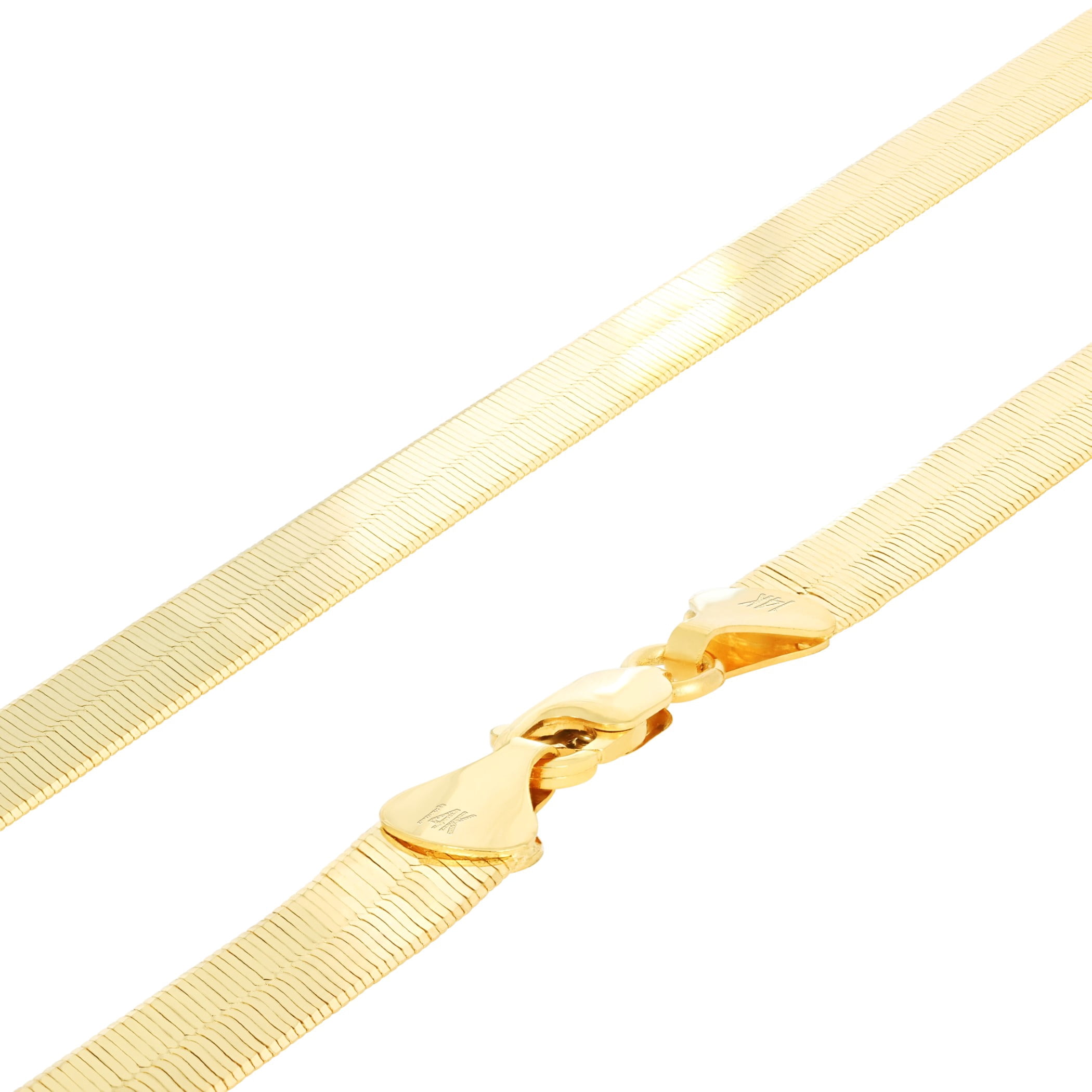 Nuragold 14k Real Yellow Gold Solid Herringbone Flexible 7mm Chain Necklace (16"-24") Italian Jewelry for Men & Women
