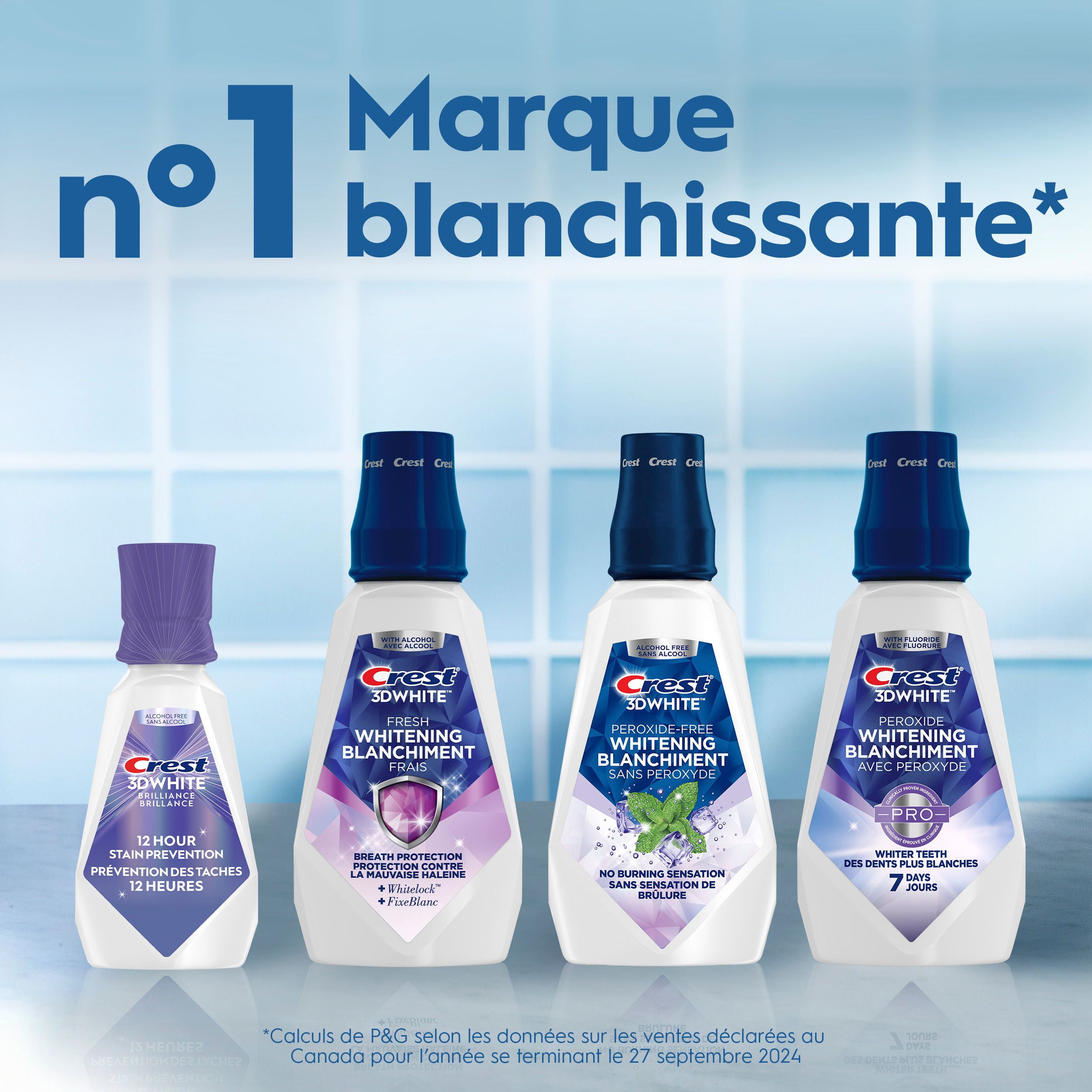 Rince-bouche Crest3DWhite Brillance Prévention des taches, Prévention des taches pendant 12heures, sans alcool, 473mL 473ML