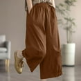thumbnail image 2 of Mlzmgr Women's Cotton Capri Pants Flowy Wide Leg Elastic Waist Capris with Pockets Summer Casual Going out Pants, 2 of 7
