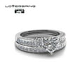 thumbnail image 2 of Couple rings Wedding Ring Set Women Square cut opal Engagement Ring in Sterling Silver Man Titanium Bands, 2 of 6