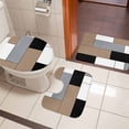 thumbnail image 4 of Brown Grey Bath Mat 3 Piece Bathroom Rug Set, Modern Brown Geometric Non Slip Bath Rug Contour Mat and Toilet Lid Cover, Absorbent Shower Mats Soft Bath Rugs and Mats Sets, 4 of 8