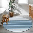 thumbnail image 4 of Blue Ombre Stripe Round Area Rug 4 FT, Non Slip Indoor Outdoor Rug, Farmhouse Striped Gradient Washable Soft Circular Carpet Non-Shedding Floor Mat for Coffee Table Nursery Foyer Balcony, 4 of 8