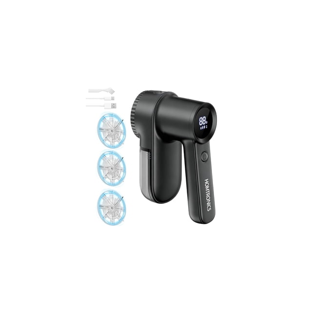 Homtronics Quita Pelusa para Ropa con Modo de iluminación, 2000 mAh Quita Pelusa Electrico, 3 Velocidades Ajustables, Pantalla LED, con 3 Cabezales de 6 Cuchillas, Perfecto para Ropa, Su&am