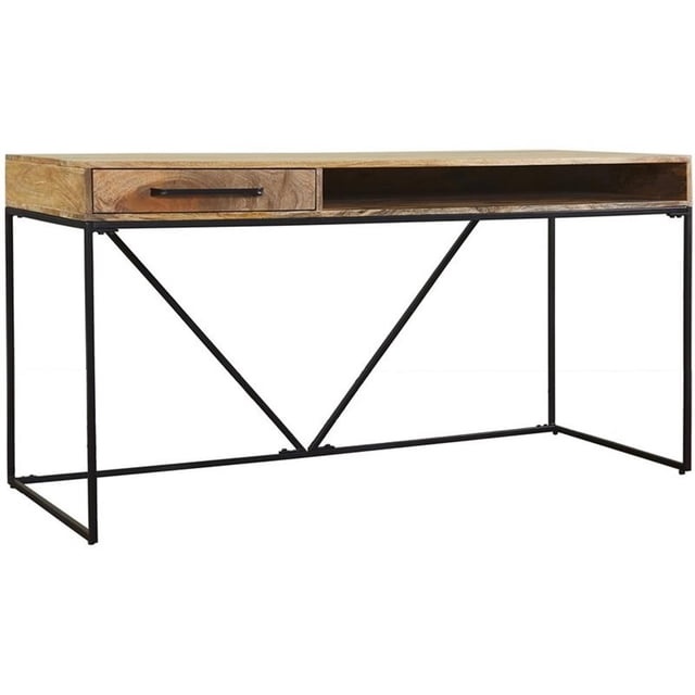 Mod-Arte Bureau Moderne en Bois Dur/fer avec Rangement - Noyer Érable Mat