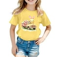 thumbnail image 4 of MIXUE Toddler Girls Tops & T-Shirts Easter Bunny Round Neck Short Sleeve Casual Tops Pullover Tshirts Holiday Wear,Yellow,4-5 Years, 4 of 4