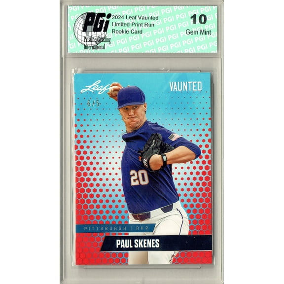 Paul Skenes 2024 Leaf Vaunted #V-13 Red SP 5 Made Debut Year Rookie Card PGI 10