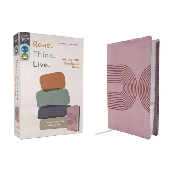 Niv, Read. Think. Live., Leathersoft, Pink, Comfort Print: 365-Day NIV Devotional Bible - Discover Your Part in God's Pl, (Hardcover)