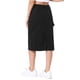 thumbnail image 3 of Falda Midi de Corderoy para Mujer Inspire Chic, Cintura Alta, Espalda Elástica, Color Negro, Talla M, 3 of 6