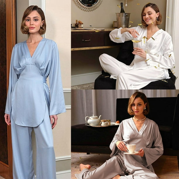 Classy Pajama Set Women's Silk Sleepwear Pants Pyjama Cotton Pjs