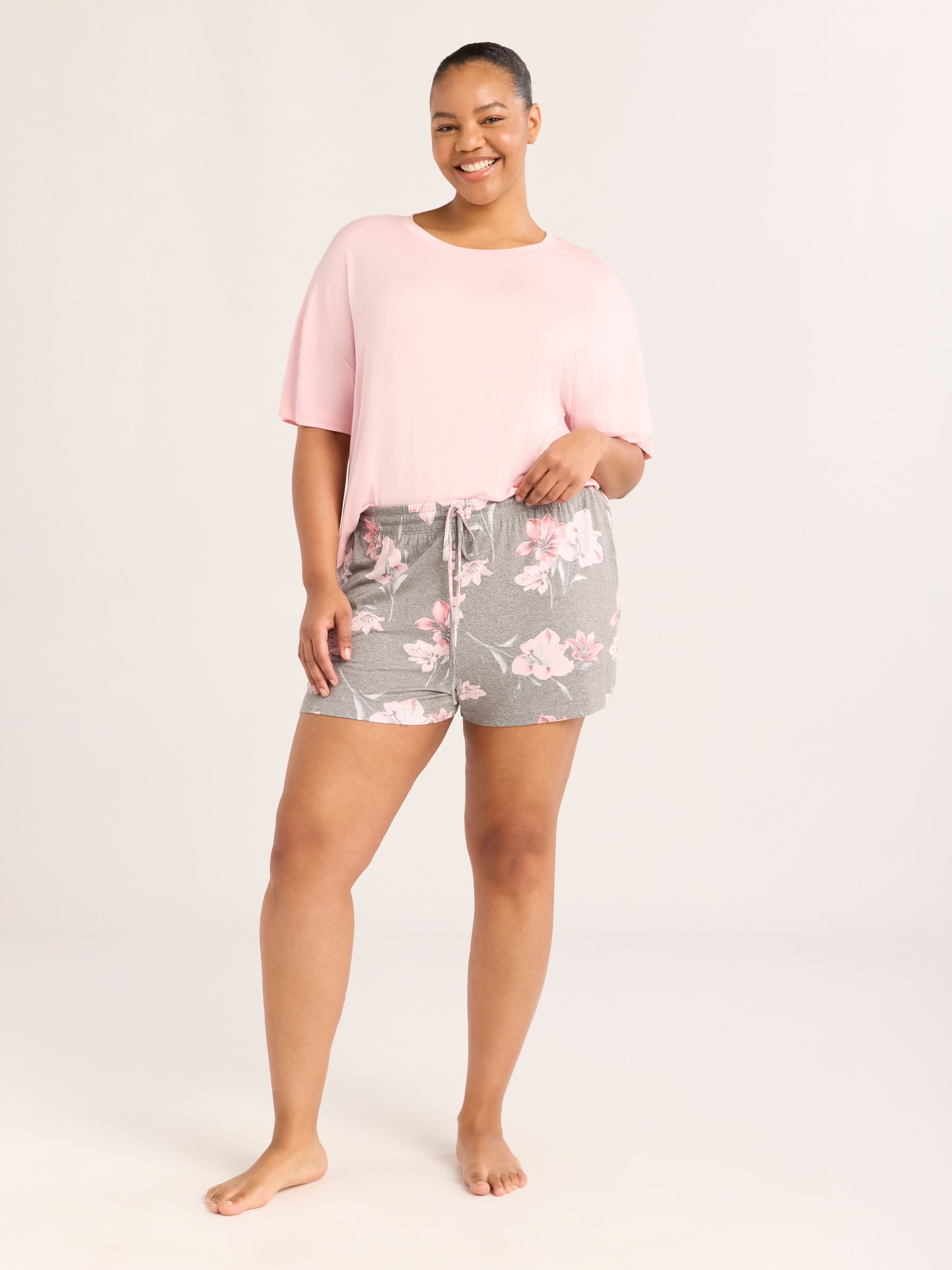 Joyspun Women’s Sleepwear Knit Pajama Shorty Shorts, 3.5'' Inseam, Sizes S-3X