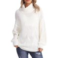 thumbnail image 3 of Women's Fall Oversized Pullover Sweaters Casual High Neck Long Sleeve Tops Winter Clothing, 3 of 12