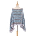 thumbnail image 5 of Poncho, Women's Long Sleeve Shawl, Ethnic Fringe Open Front Poncho, Travel Wrap for Women, Outdoor, Vacation, Versatile Cover Up, Boho Gifts Baberdicy, Ideal for Women, 5 of 9