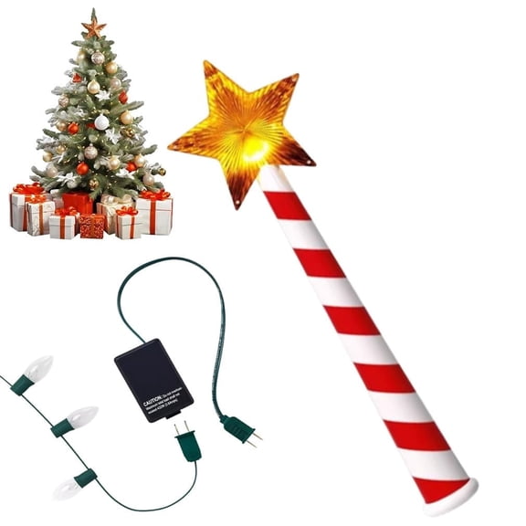 Magical Wand Christmas Light with Controller, Magical Christmas Wand Remote with Control Plug, Musical LED Star Controller, Wireless Remote Control Switch Outlet Kit for Christmas Decorations - 12in