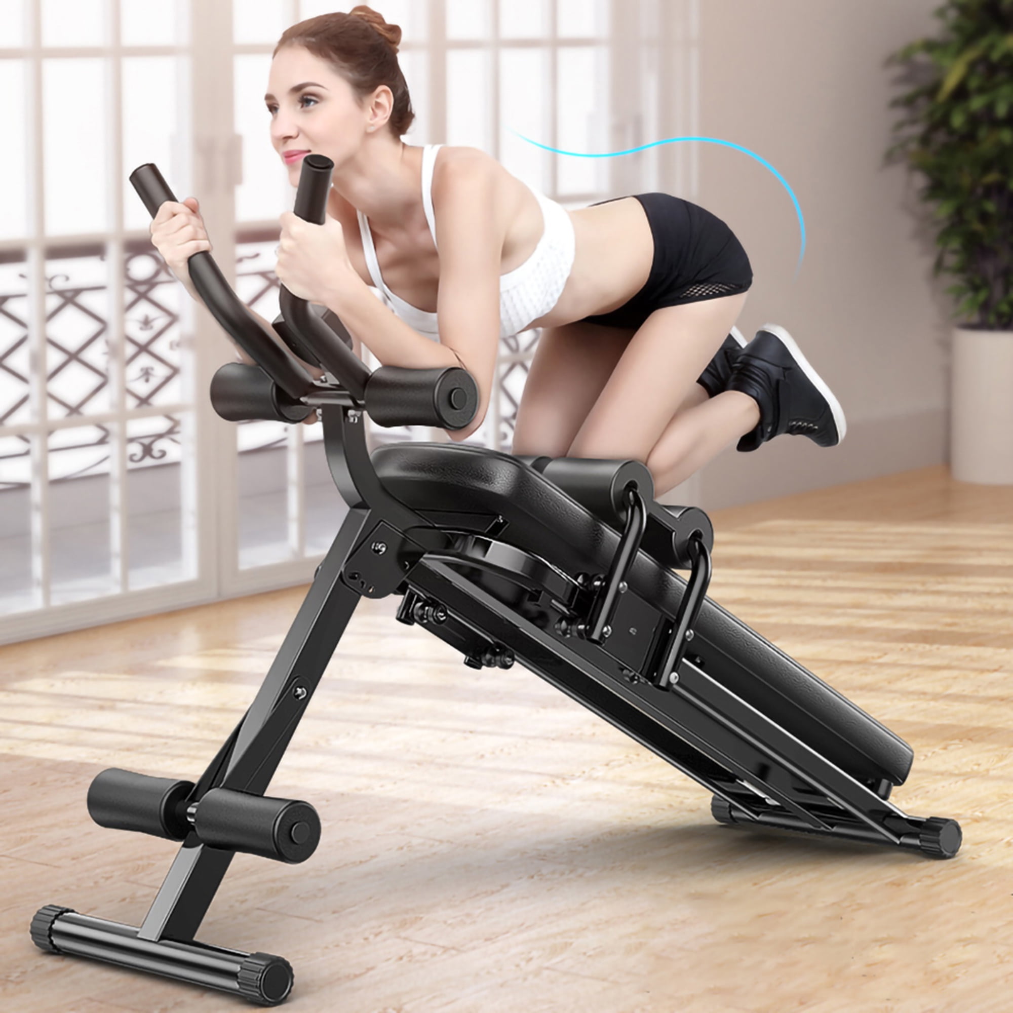 Details about   Home Abdominal Trainer Crunch Machine&Sit Up Bench Core Fitness Gym Exercise USA 