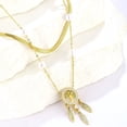 thumbnail image 2 of Zhuge Colgante de collar hecho a mano, collar de borlas de doble capa, colgante de árbol de la vida, collar de acero inoxidable con perlas (oro), 2 of 5